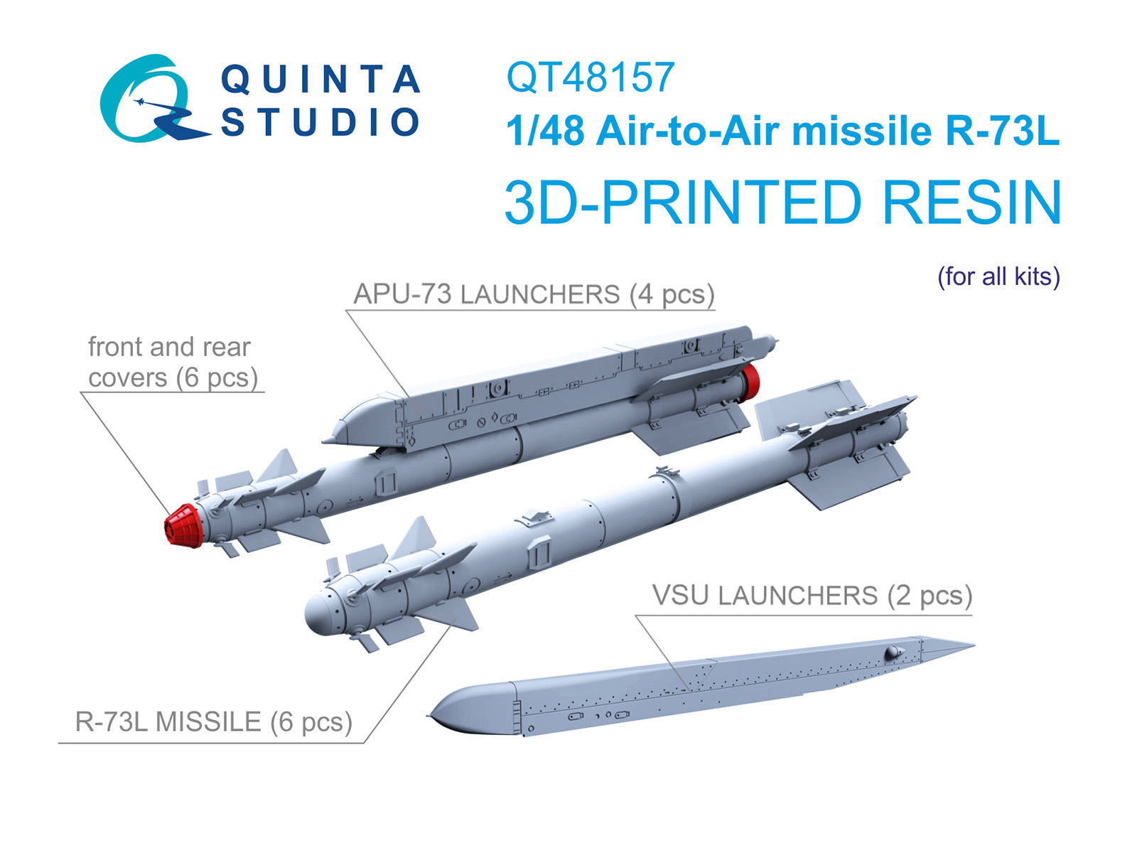 R-73L Air-to-Air Missiles with Launchers, 6 pcs (for all kits)