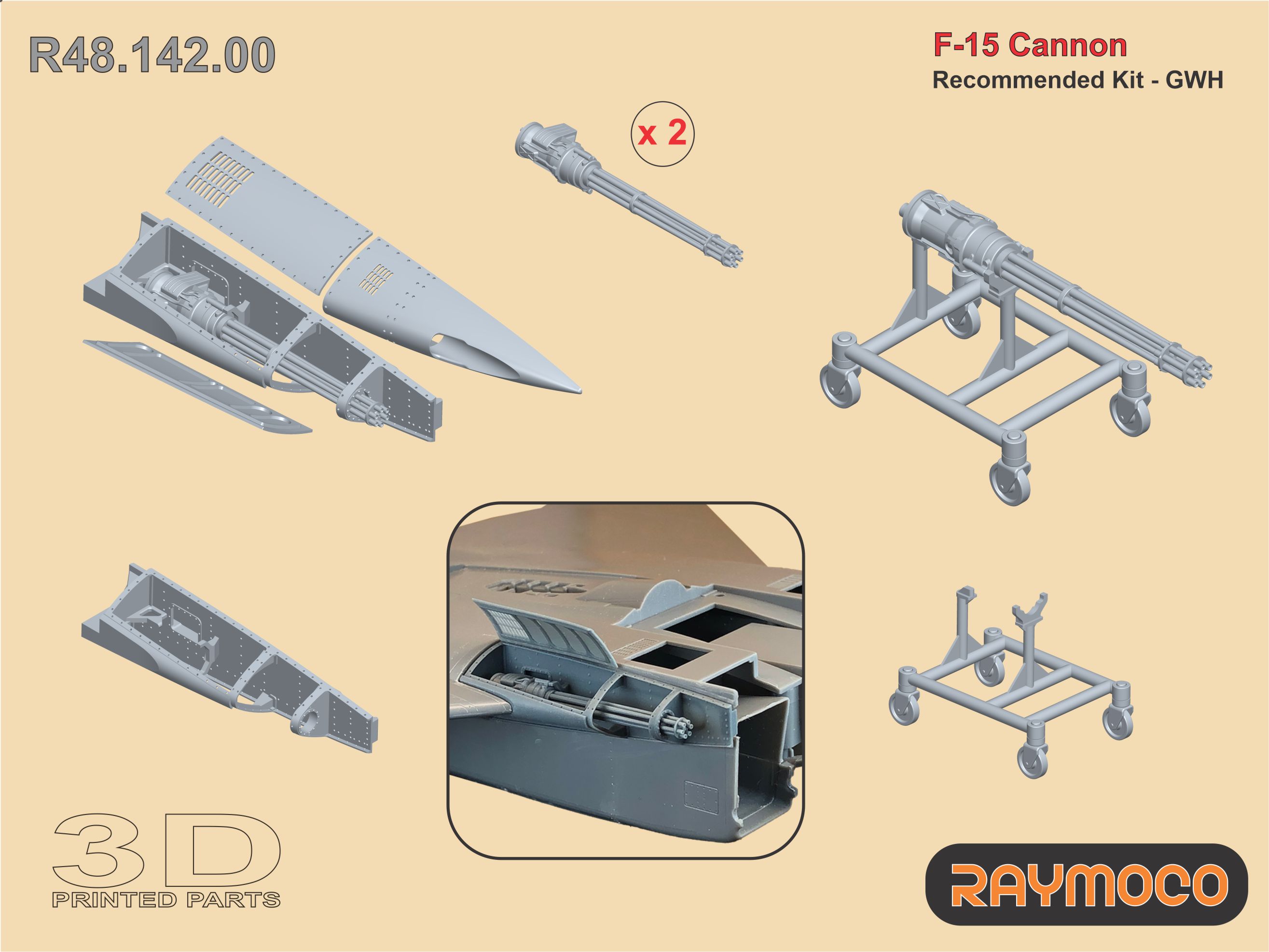 Additions (3D resin printing) 1/48 F-15 Cannon (Raymoco)