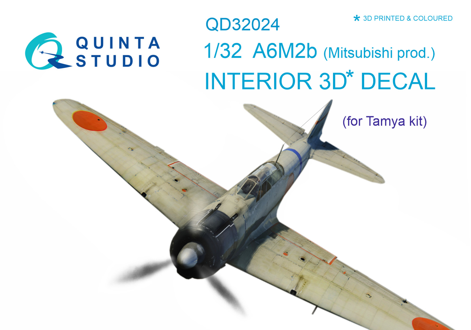 A6M2b (Mitsubishi prod.) 3D-Printed & coloured Interior on decal paper (for Tamiya kit)