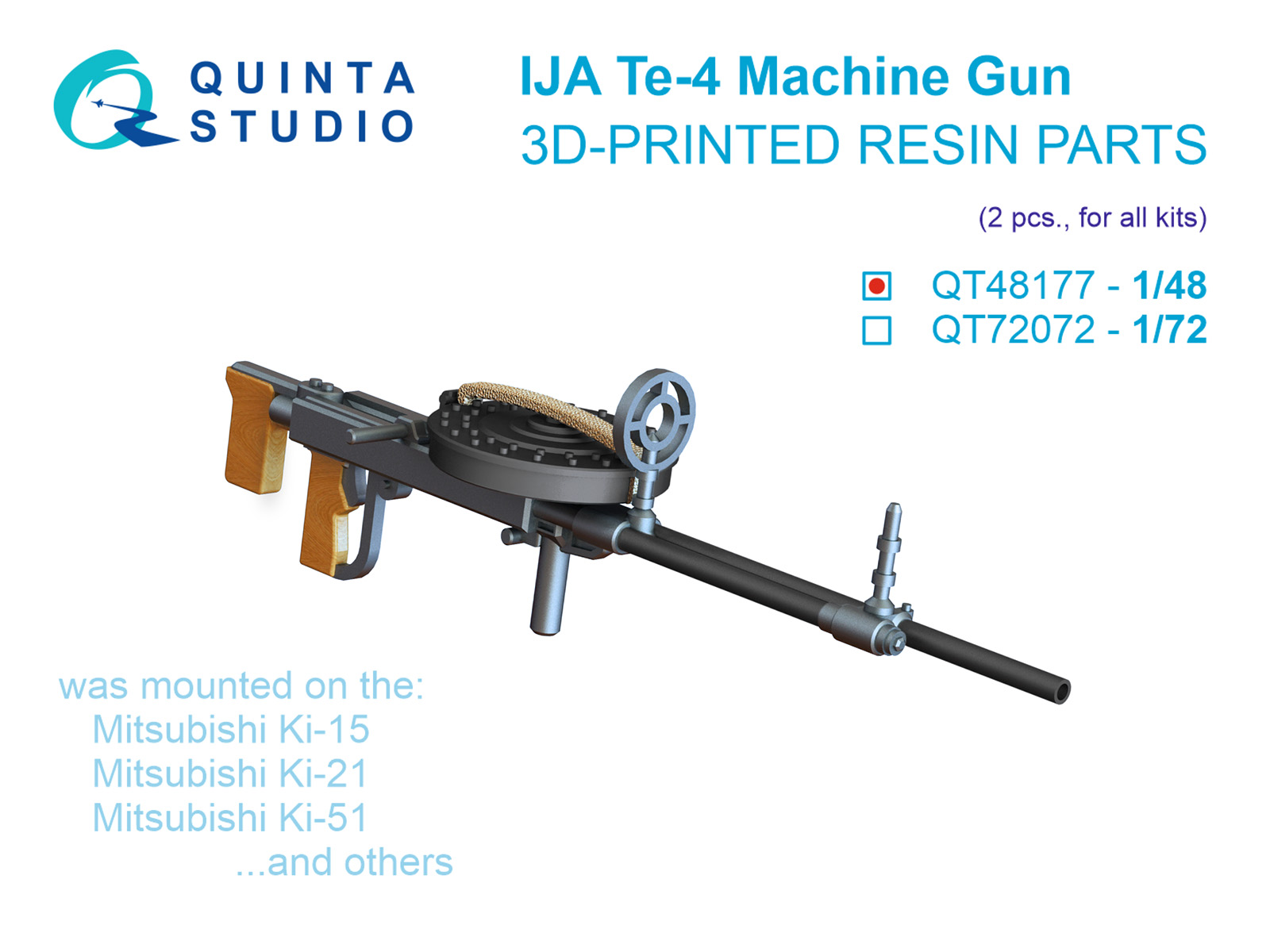 Te-4, WWII IJA Machine Gun, 2 pcs (for all kits)