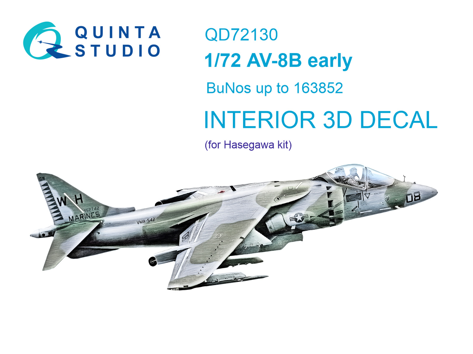 AV-8B early 3D-Printed & coloured Interior on decal paper (Hasegawa)