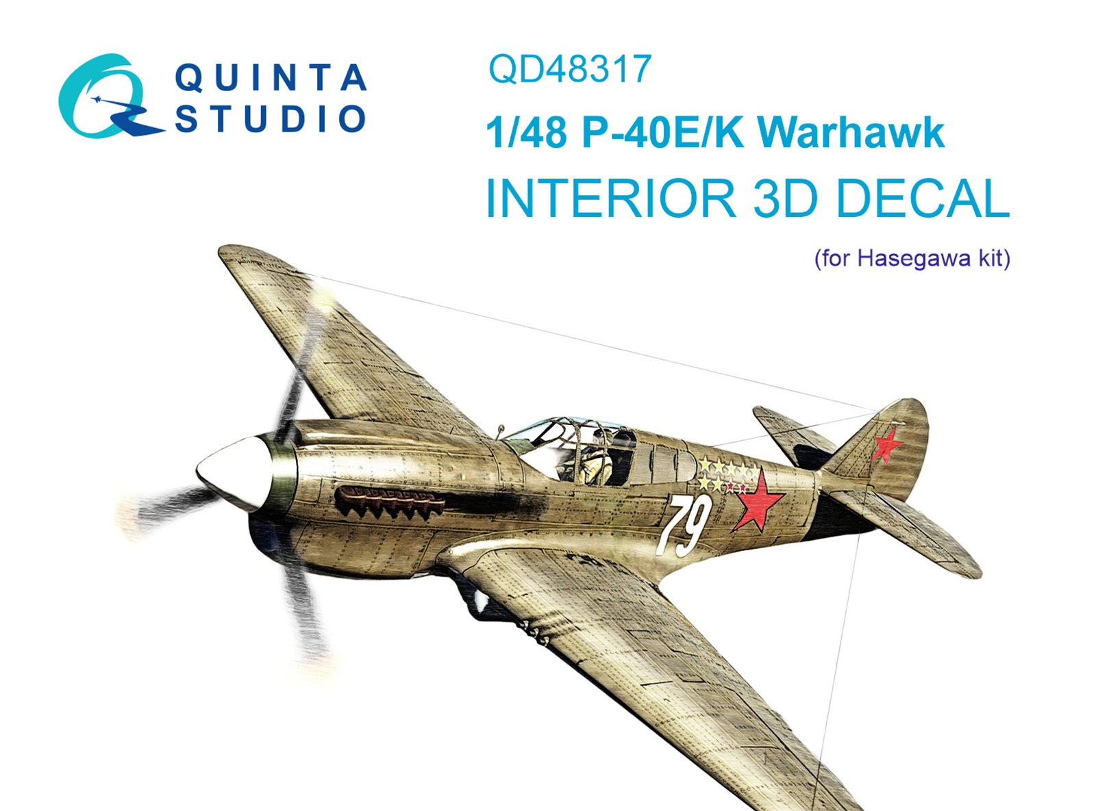 P-40E/K 3D-Printed & coloured Interior on decal paper (Hasegawa)