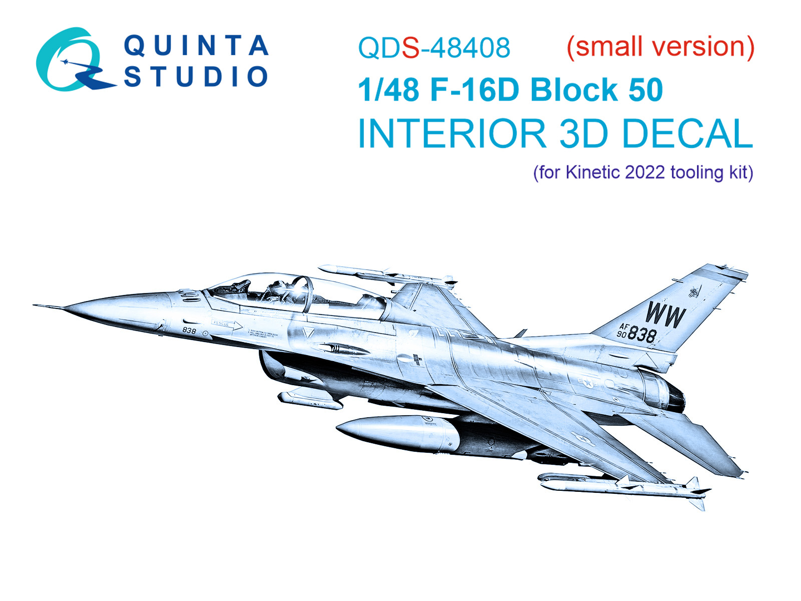 F-16D block 50 3D-Printed & coloured Interior on decal paper (Kinetic 2022 tool) (Small version)