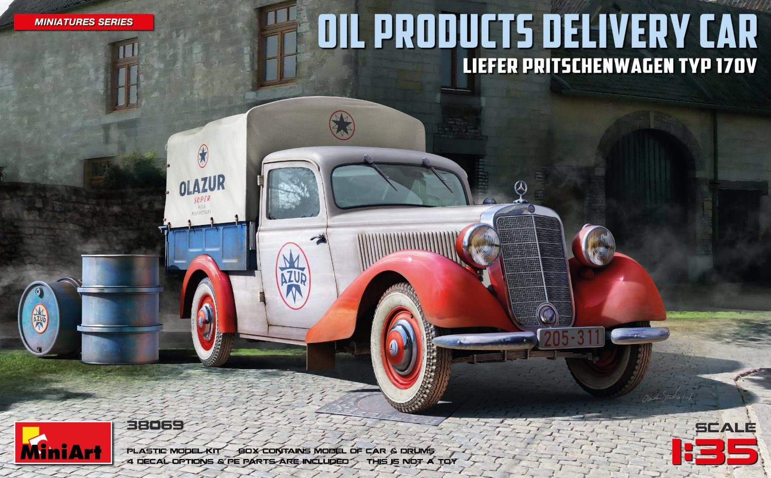 Model kit 1/35 Liefer Pritschenwagen Typ 170 Oil Products Delivery Car (MiniArt)