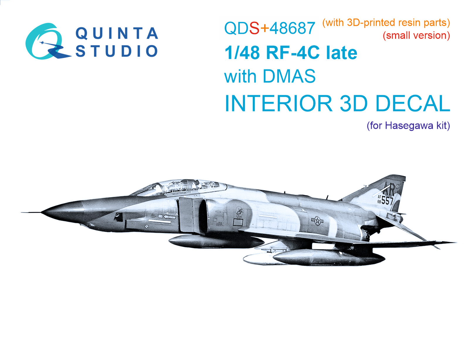 RF-4C Phantom II (late with DMAS) 3D-Printed & coloured Interior on decal paper (Hasegawa) (Small version) (with 3D-printed resin parts)