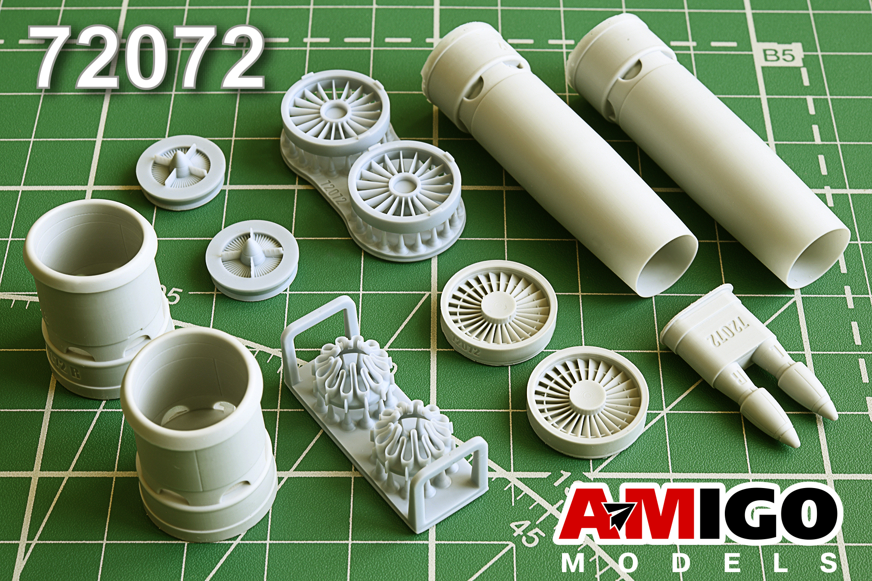 Additions (3D resin printing) 1/72 Pratt & Whitney JT8 D-15 engines for the Boeing 737-200 model (Amigo Models) 