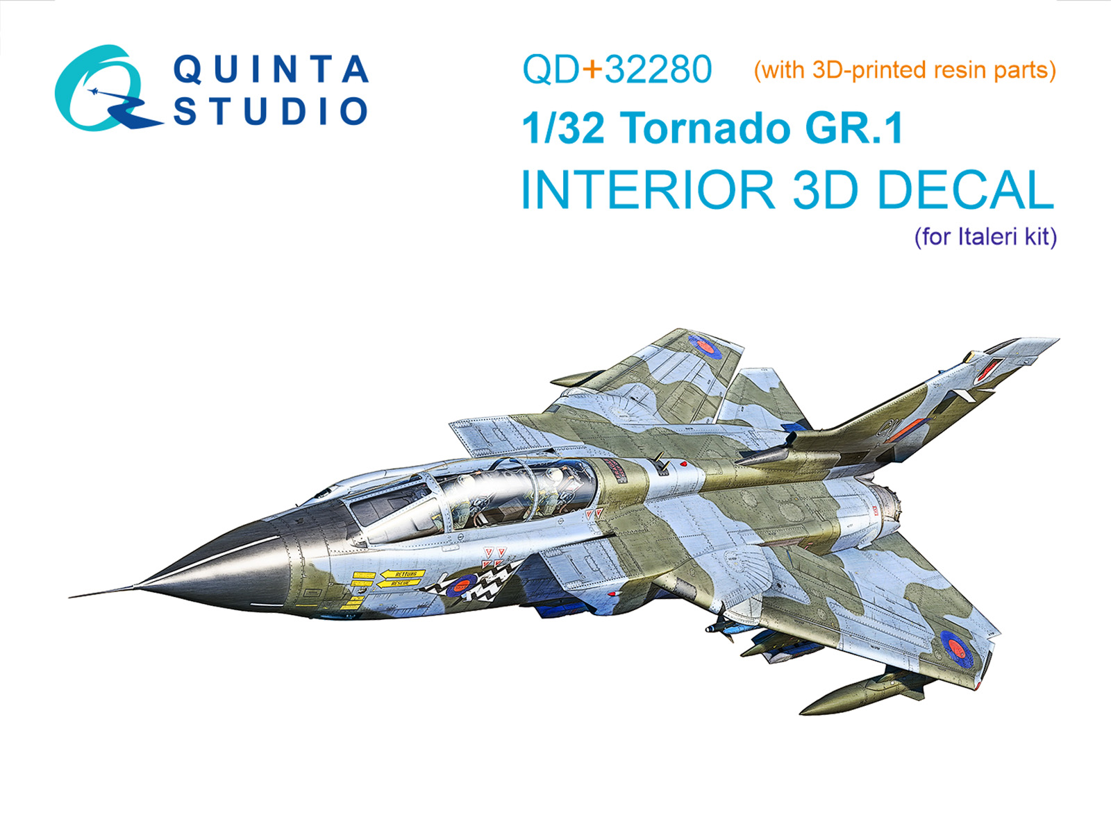 Tornado Gr.1 3D-Printed & coloured Interior on decal paper (Italeri) (with 3D-printed resin parts)