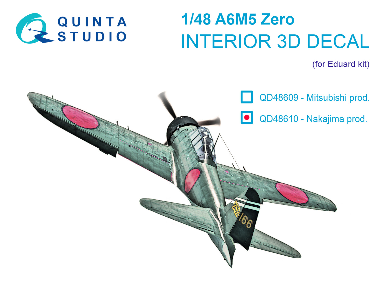 A6M5 Zero (Nakajima Production) 3D-Printed & coloured Interior on decal paper (Eduard)