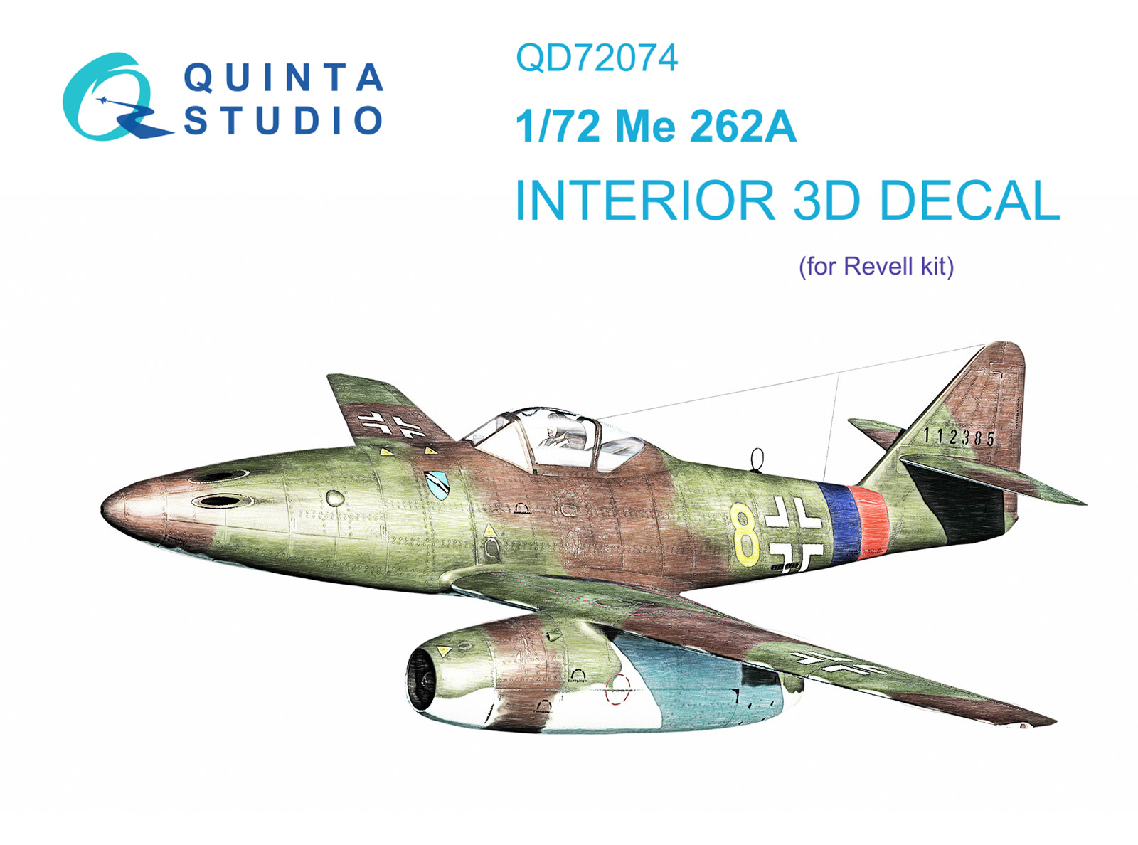 Me-262A 3D-Printed & coloured Interior on decal paper (Revell)