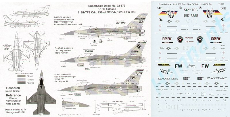 Decal 1/72 Lockheed-Martin F-16C (3) (Microscale)