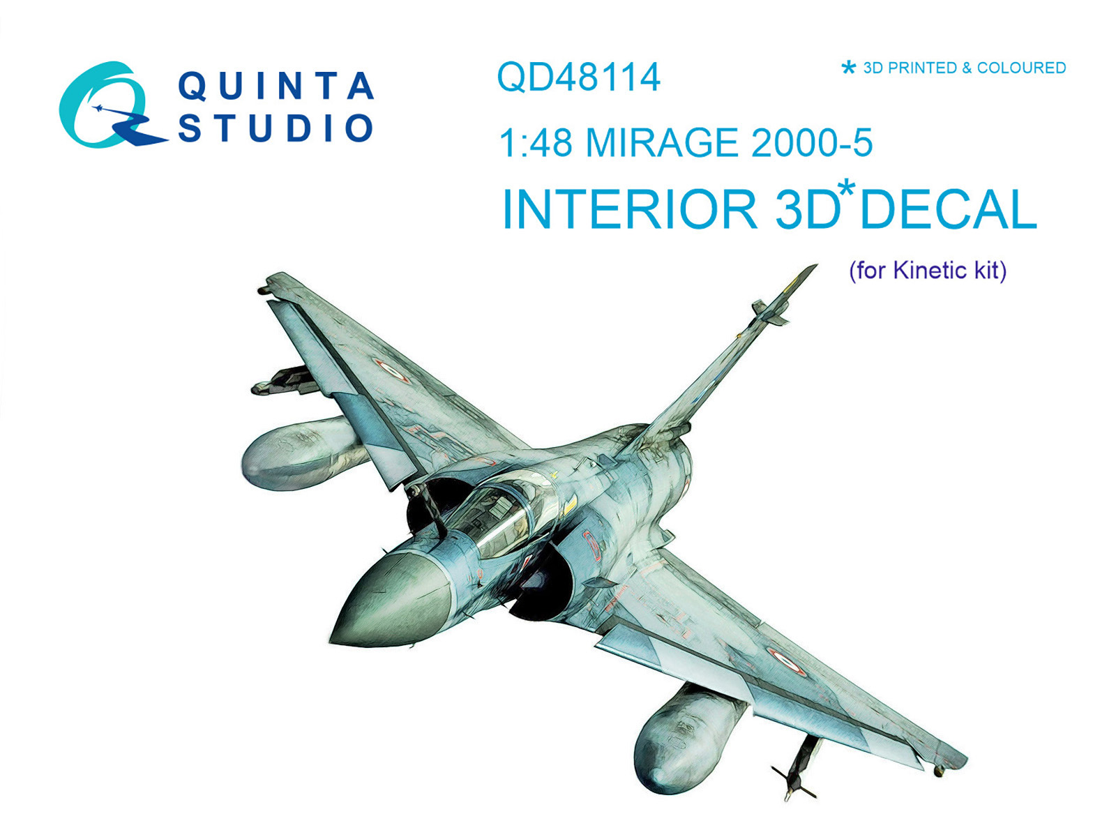 Mirage 2000-5 3D-Printed & coloured Interior on decal paper (for Kinetic  kit)