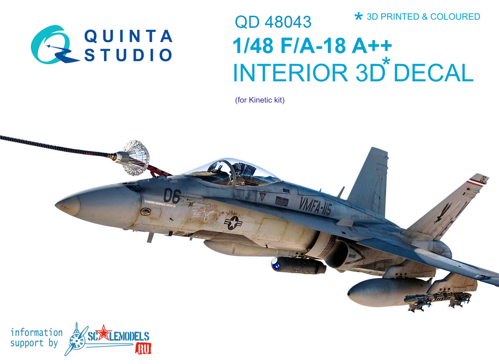 F/A-18A++ 3D-Printed & coloured Interior on decal paper (for Kinetic kit)