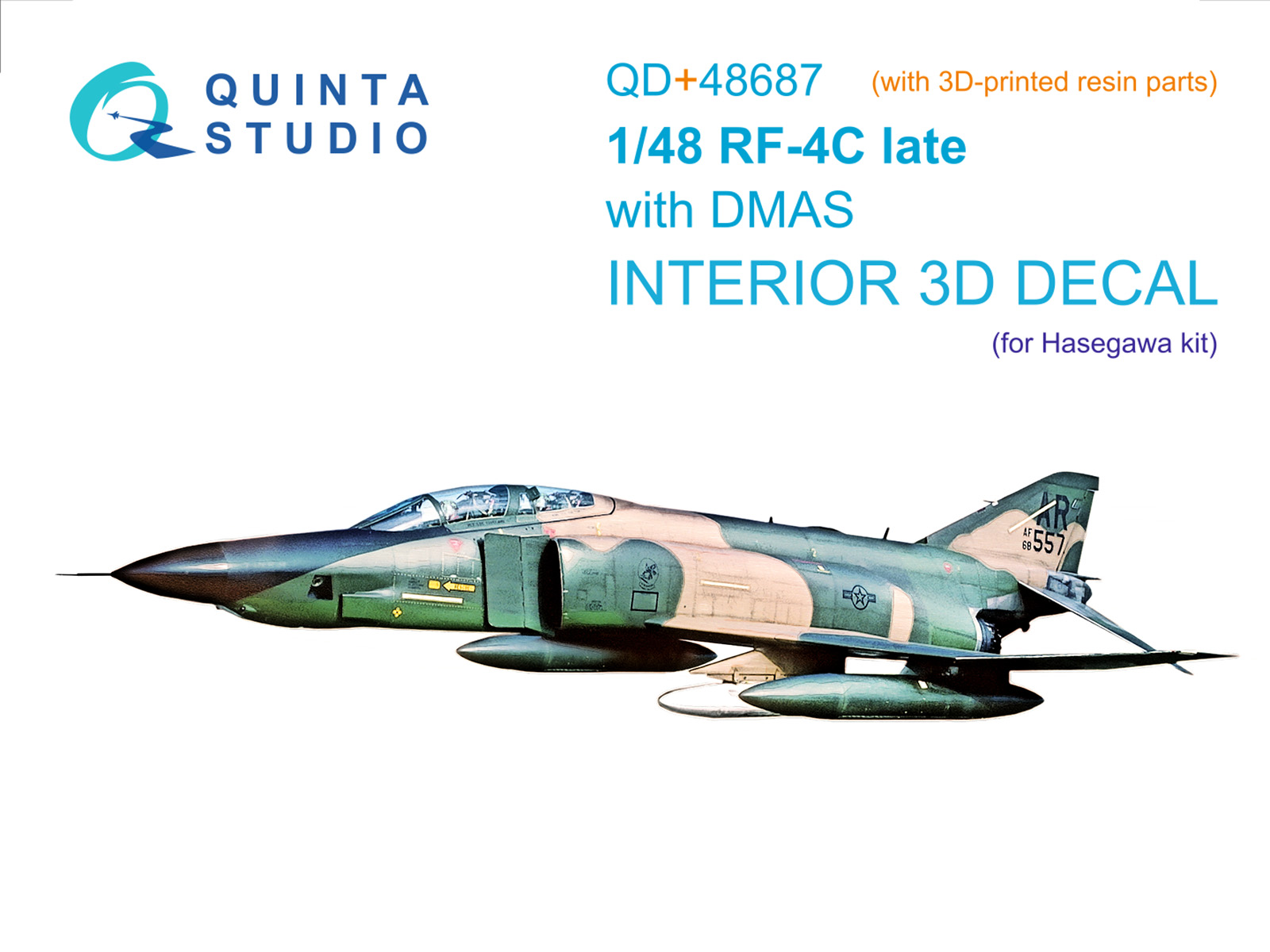 RF-4C Phantom II (late with DMAS) 3D-Printed & coloured Interior on decal paper (Hasegawa) (with 3D-printed resin parts)
