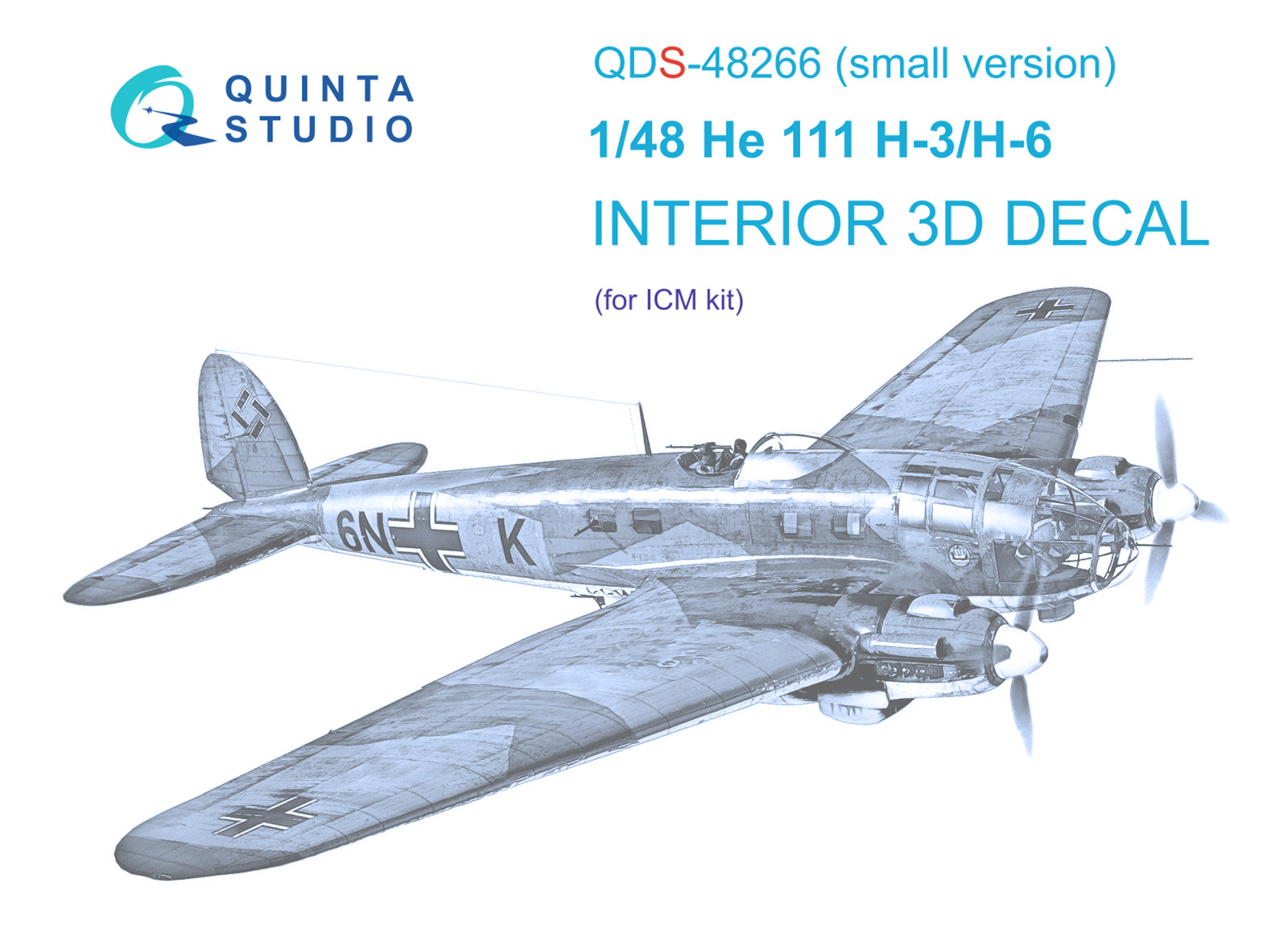 He 111H-3/H-6 3D-Printed & coloured Interior on decal paper (ICM) (Small version)
