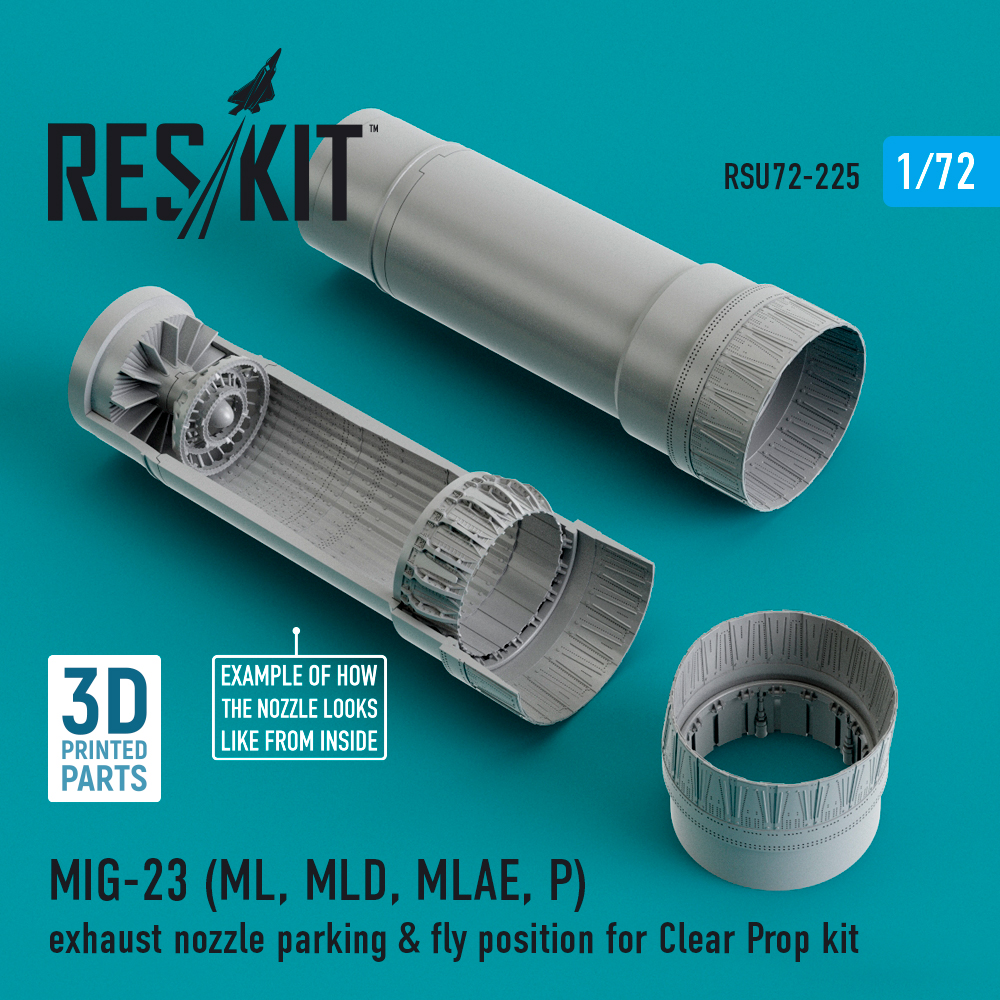 Additions (3D resin printing) 1/72 Mikoyan MiG-23 (ML, MLD, MLAE, P) exhaust nozzle (ResKit)