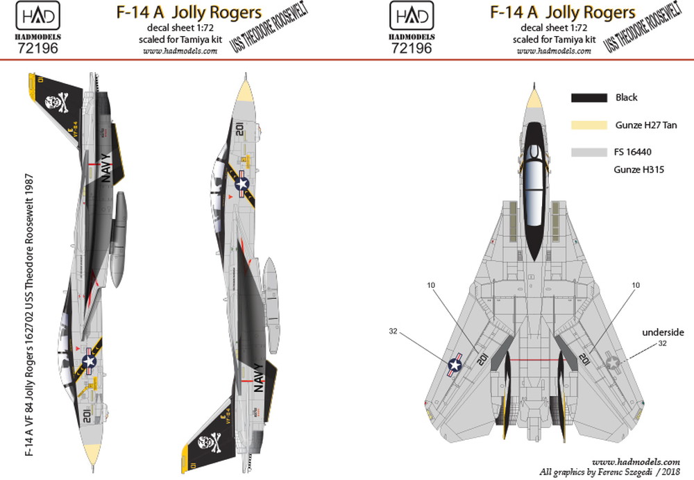 Decal 1/48 F-14A Jolly Rogers (USS T.Roosvelt)(HAD)