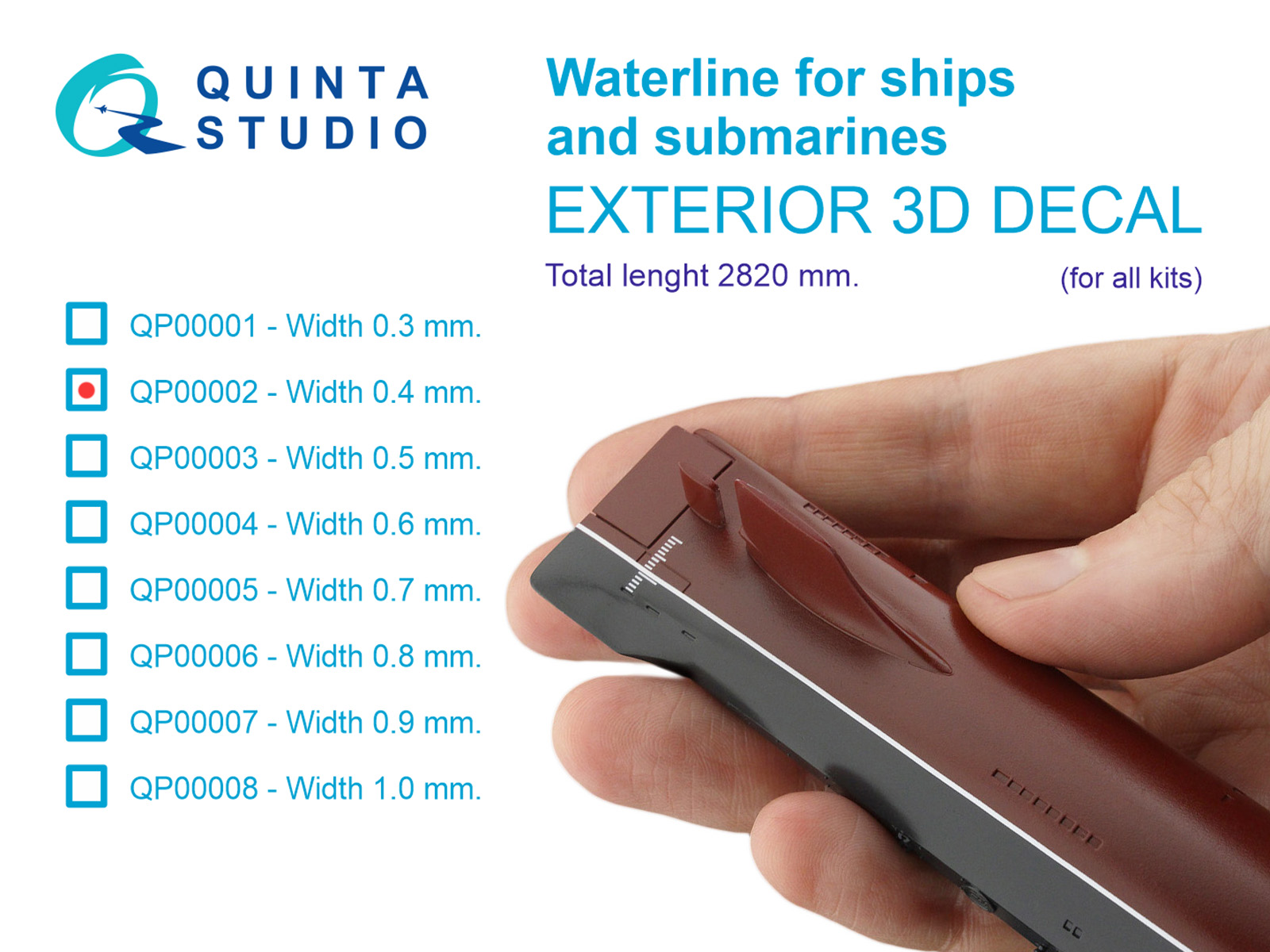 Waterline for ships and submarines. Width 0.4 mm, length 2820 mm.  (for all kits)