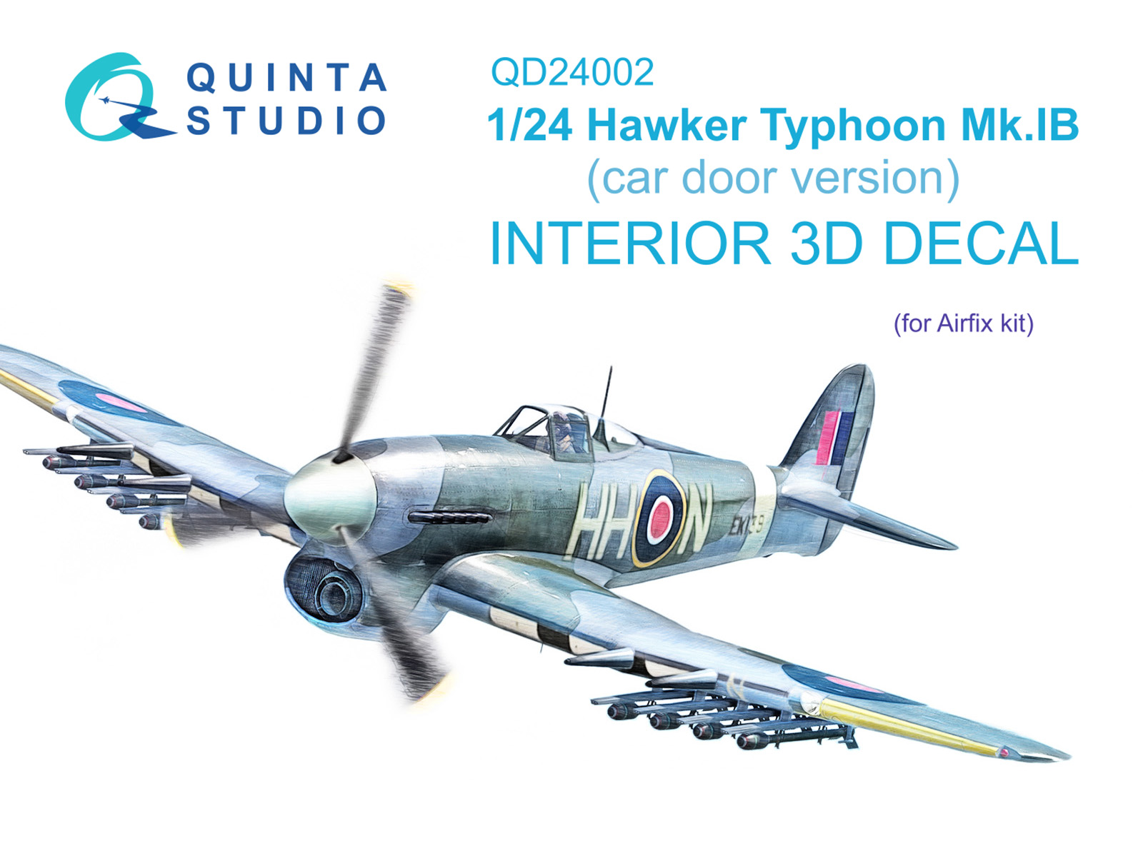 Hawker Typhoon (Car Door) 3D-Printed & coloured Interior on decal paper (Airfix)