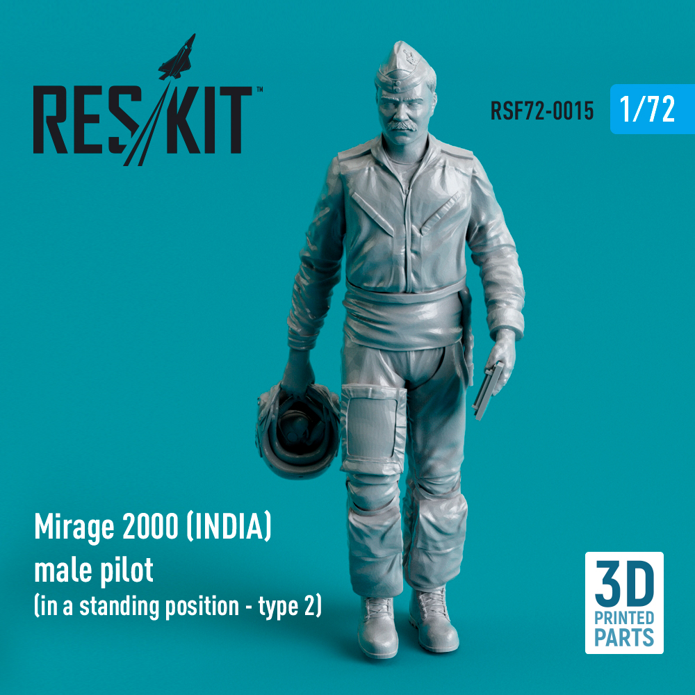 Additions (3D resin printing) 1/72 Dassault-Mirage 2000B/2000D/2000N (INDIA) male pilot (in a standing position - type 2) (ResKit)