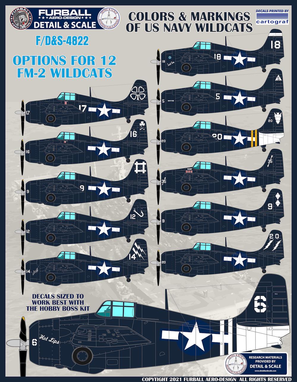 Decal 1/48  'Colors and Markings of US Navy Grumman Wildcats Part 1' (Furball Aero-Design)