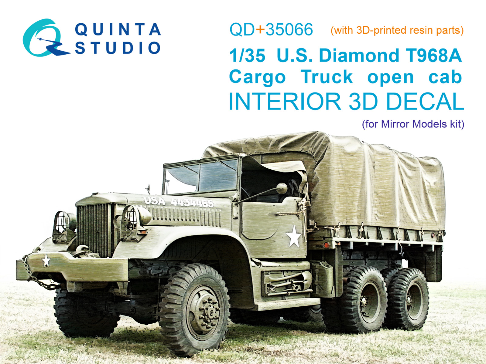 U.S. Diamond T 968A Cargo truck (open cab) 3D-Printed & coloured Interior on decal paper (Mirror Models) (with 3D-printed resin parts)