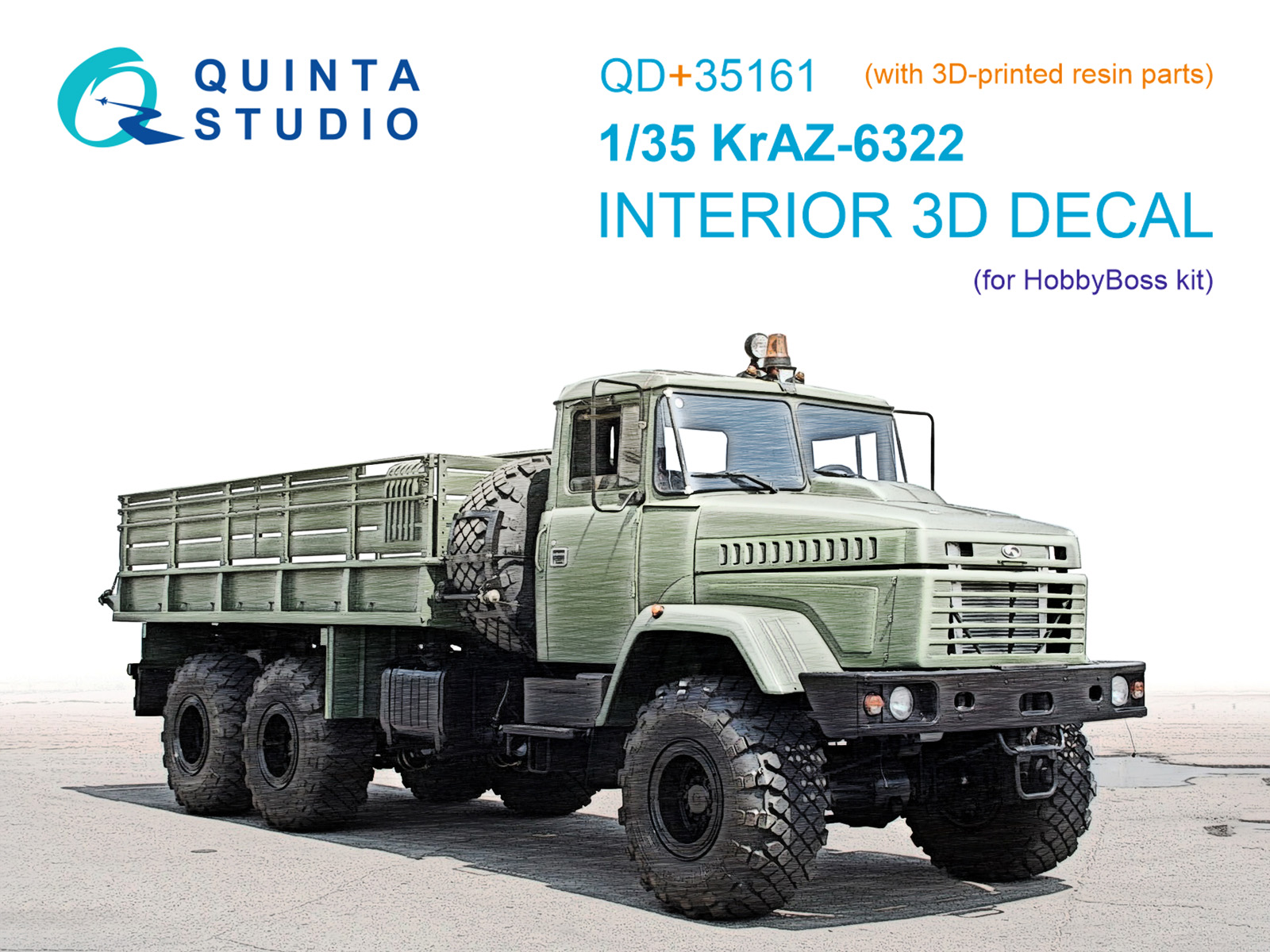 KrAZ-6322 3D-Printed & coloured Interior on decal paper (HobbyBoss) (with 3D-printed resin parts)