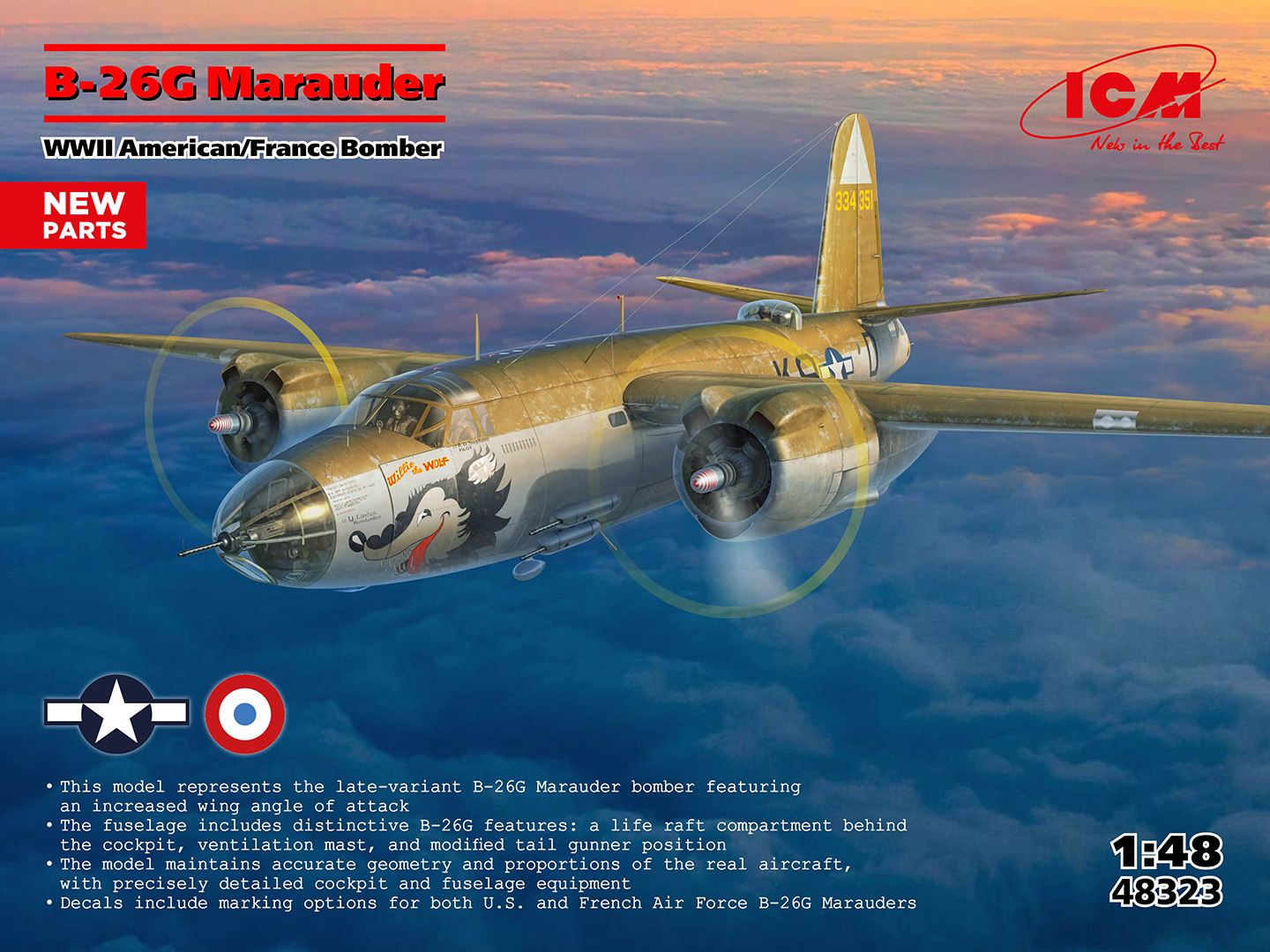 Model kit 1/48 B-26G Marauder American/France Bomber (ICM)