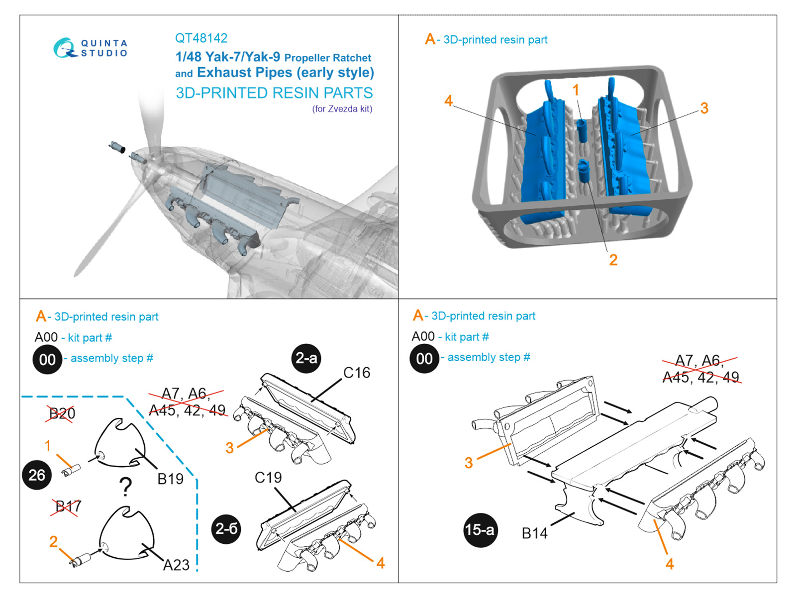 Yak-7B/Yak-9D Ratchet and early Exhaust (Zvezda)