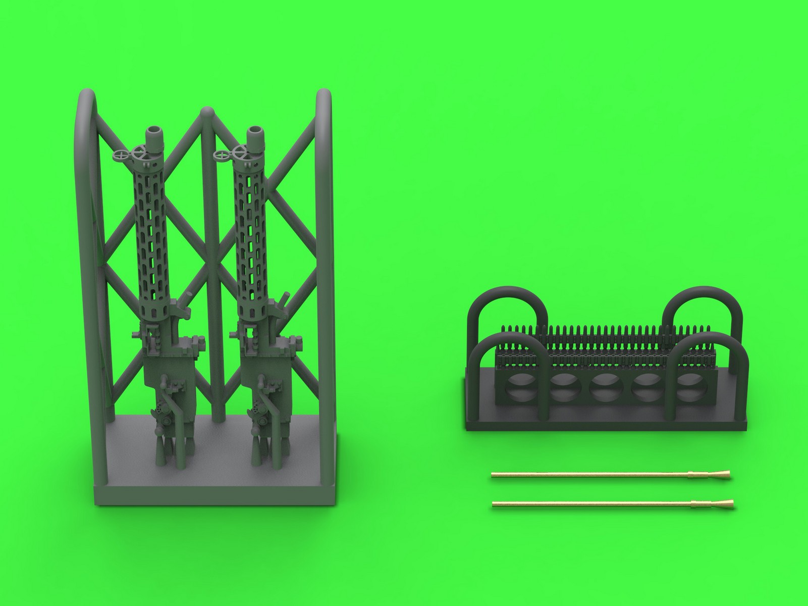 Aircraft detailing sets (resin) 1/72 German WW I machine gun Spandau LMG 08/15 (2 pcs) - with SHORT charging handle - complete guns incl. 3D resin & brass parts