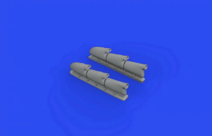Additions (3D resin printing) 1/48  Supermarine Spitfire Mk.V three-stacks exhausts rounded (designed to be used with Eduard kits) 