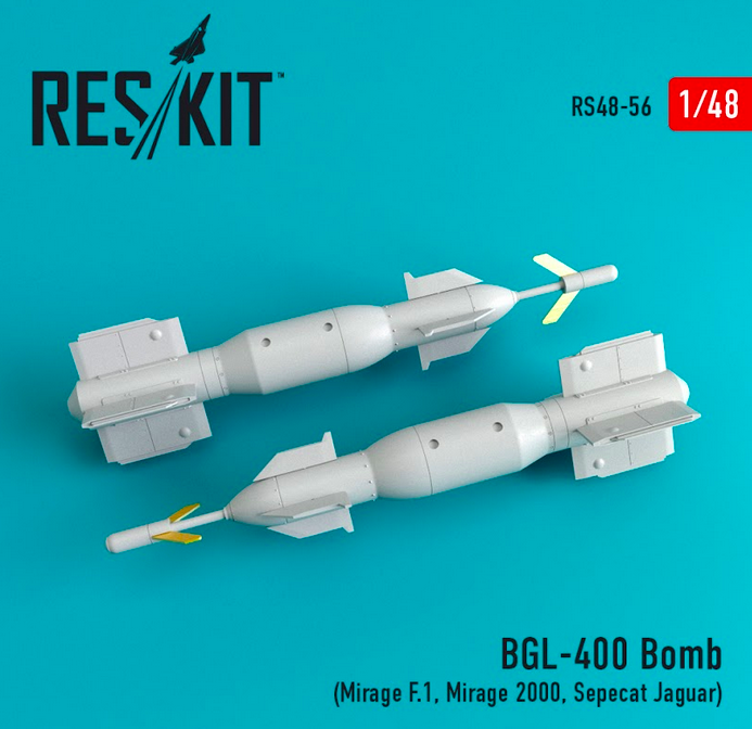 Additions (3D resin printing) 1/48 BGL-400 free-fall general -purpose bombs x 2 pcs) (Dassault-Mirage F.1, Dassault-Mirage 2000, Sepecat Jaguar) (ResKit)