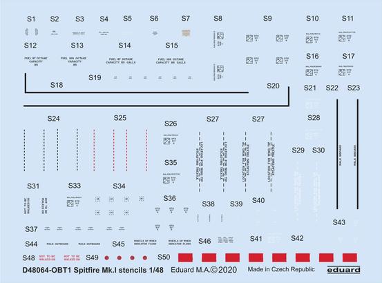 Decal 1/48 Spitfire Mk.I stencils (EDU)
