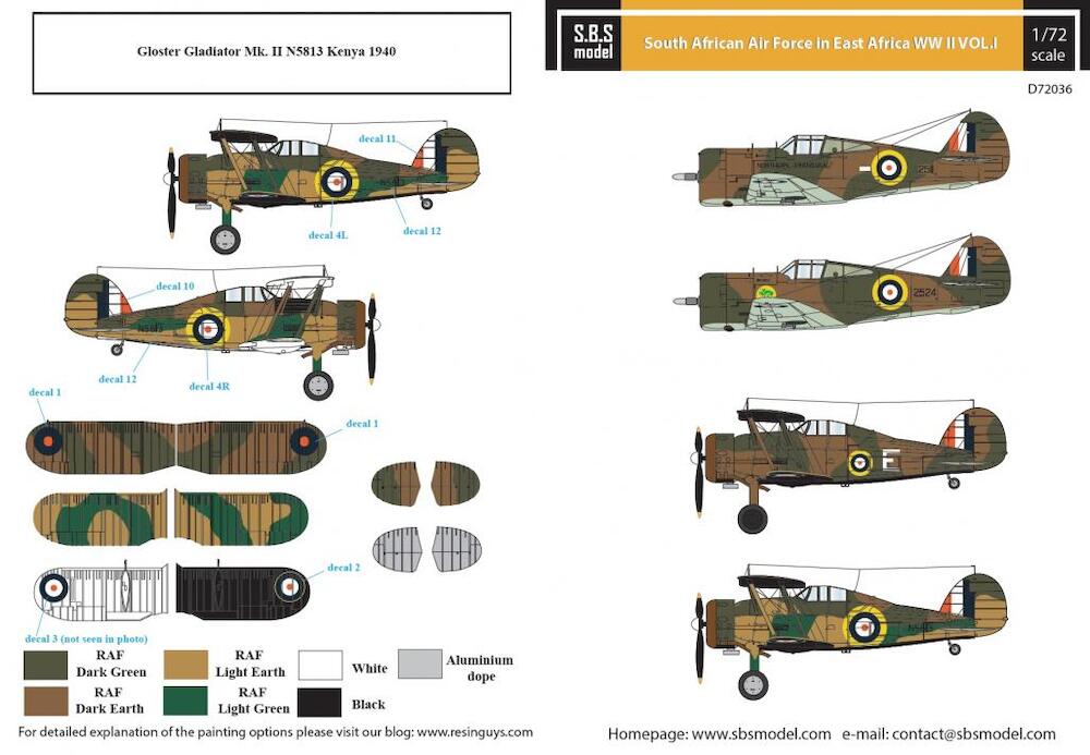 Decal 1/72 South African AF in East Africa vol. I (SBS Model)
