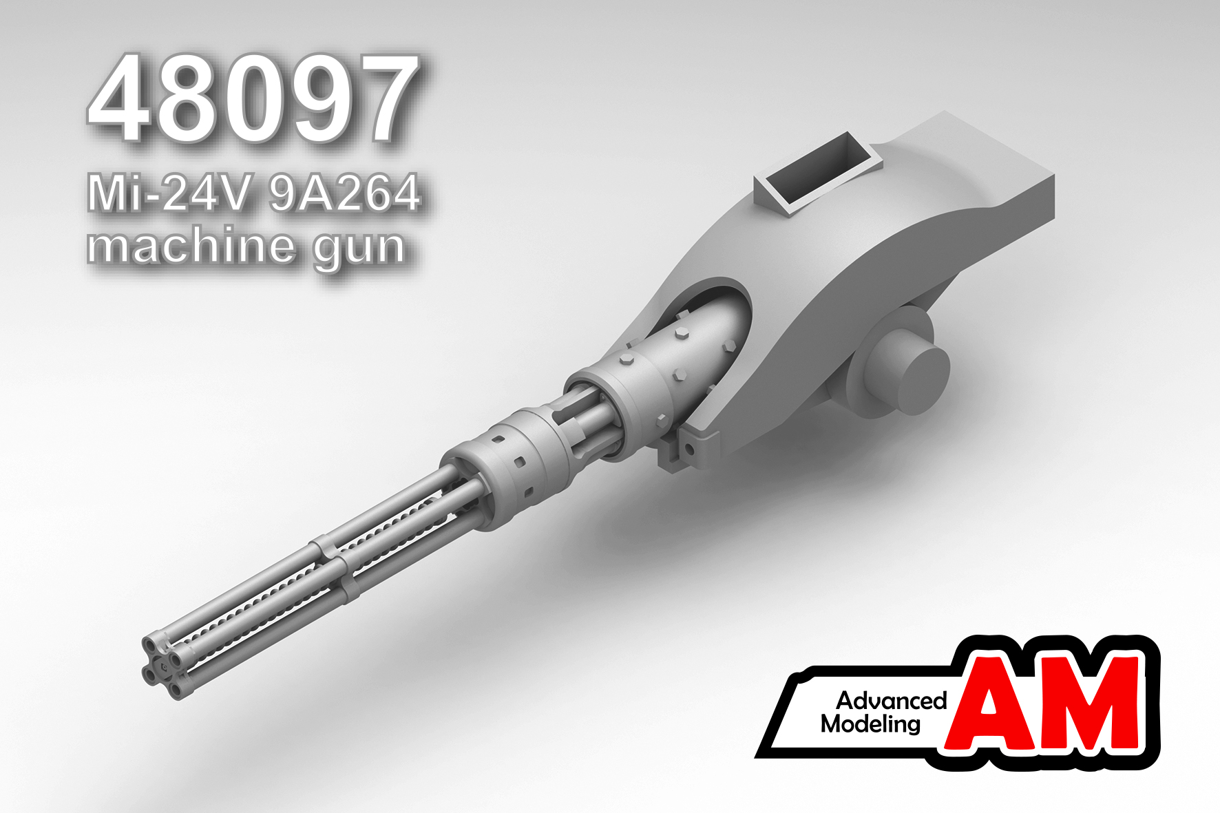 Additions (3D resin printing) 1/48 YakB-12.7 machine gun for Mi-24V model (Advanced Modeling) 