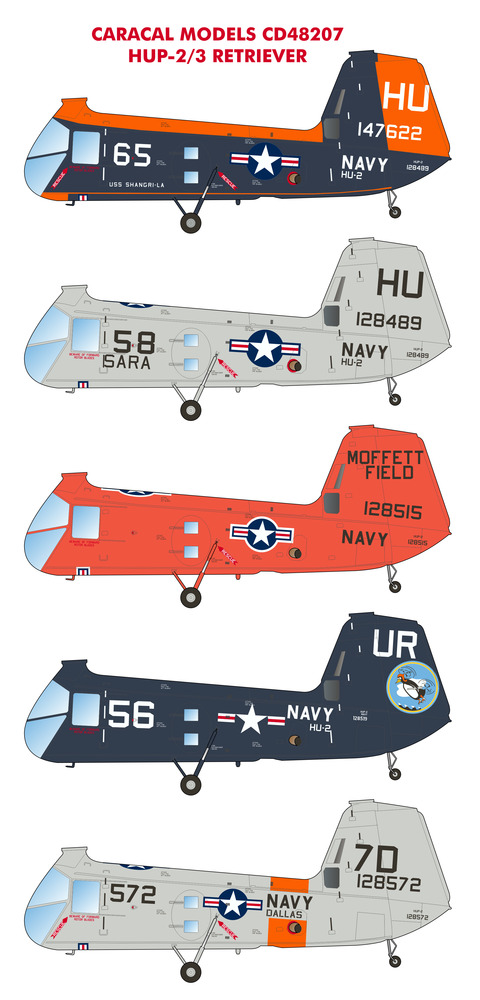 Decal 1/48 Piasecki HUP Retriever Markings for US Navy (Caracal Models)