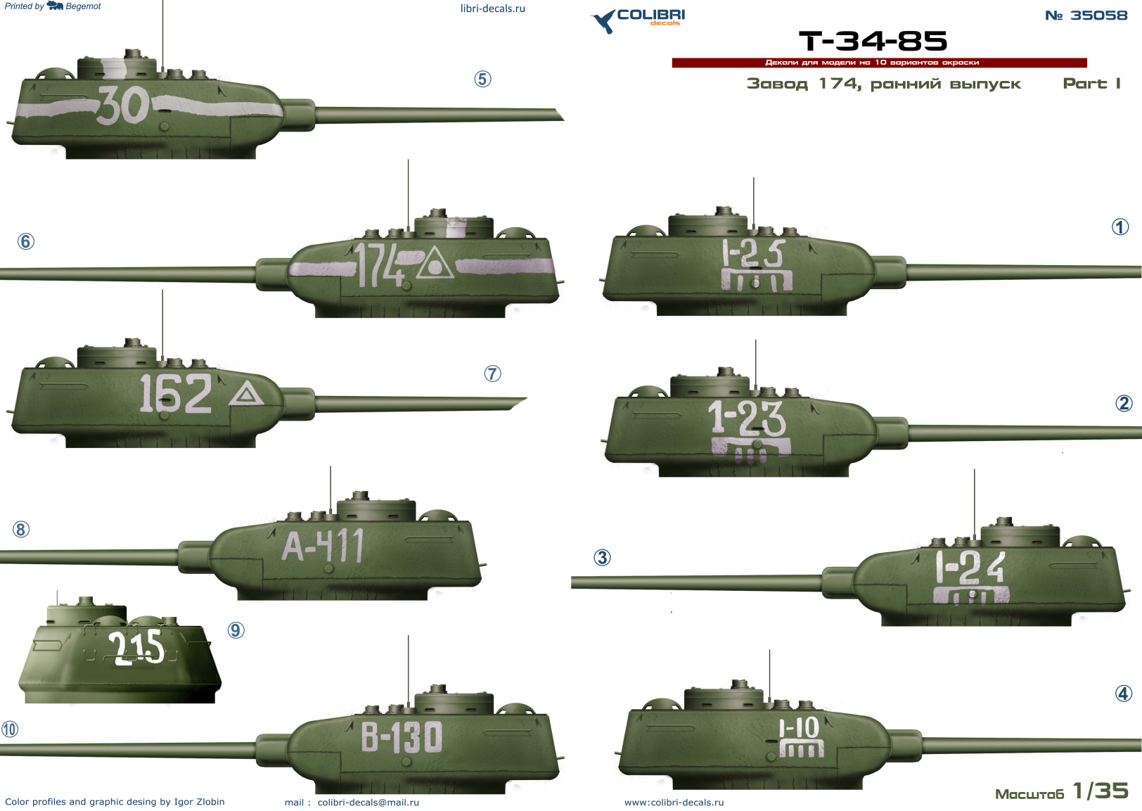 Decal 1/35 T-34-85 factory 174. Part I (Colibri Decals)
