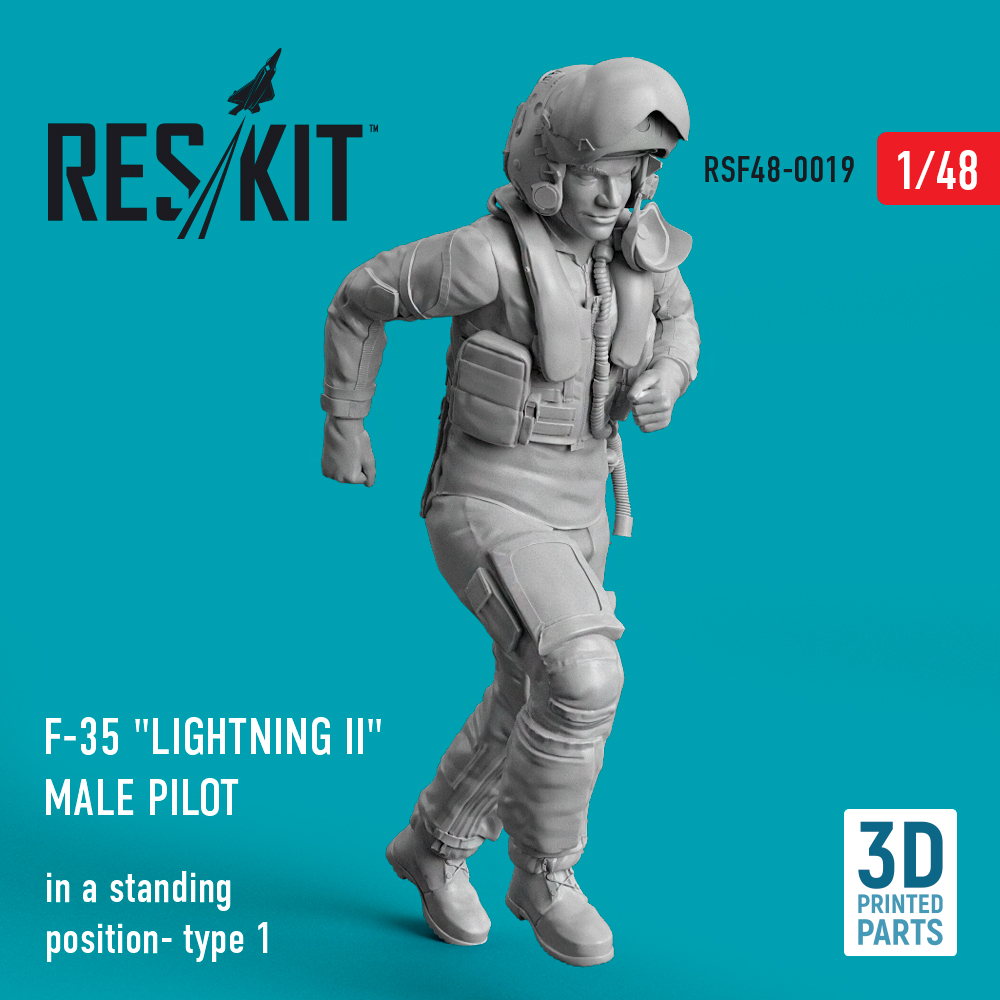 Additions (3D resin printing) 1/48 Lockheed-Martin F-35A/F-35B Lightning male pilot (in a standing position- type 1) (ResKit)