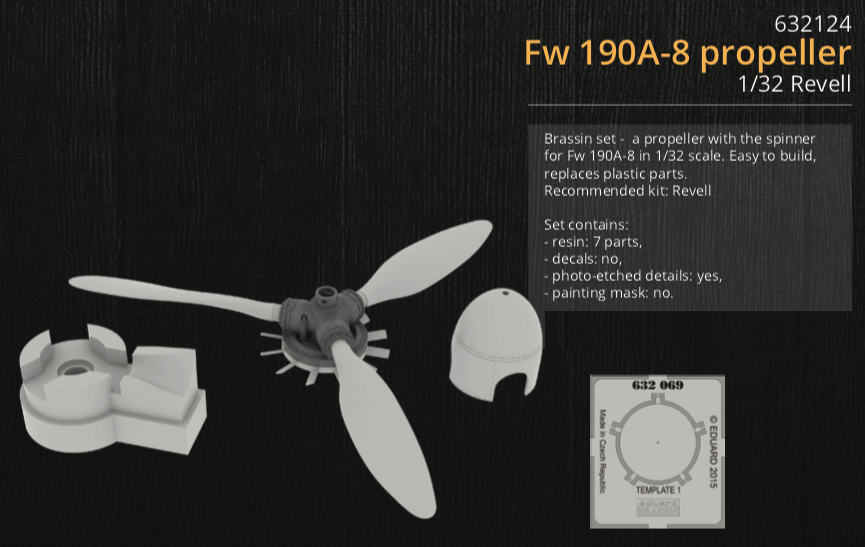 Additions (3D resin printing) 1/32 Focke-Wulf Fw-190A-8 propeller (designed to be used with Revell kits) 