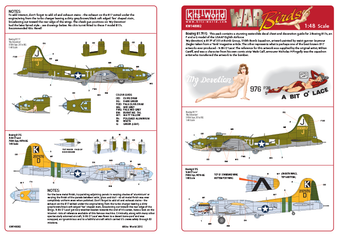 Decal 1/48 Boeing B-17F and a B-17G model of the USAAF Eighth Air force (Kits-World)