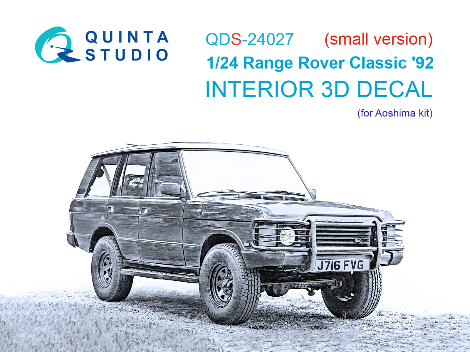 Range Rover Classic '92 3D-Printed & coloured Interior on decal paper (Aoshima) (small version)