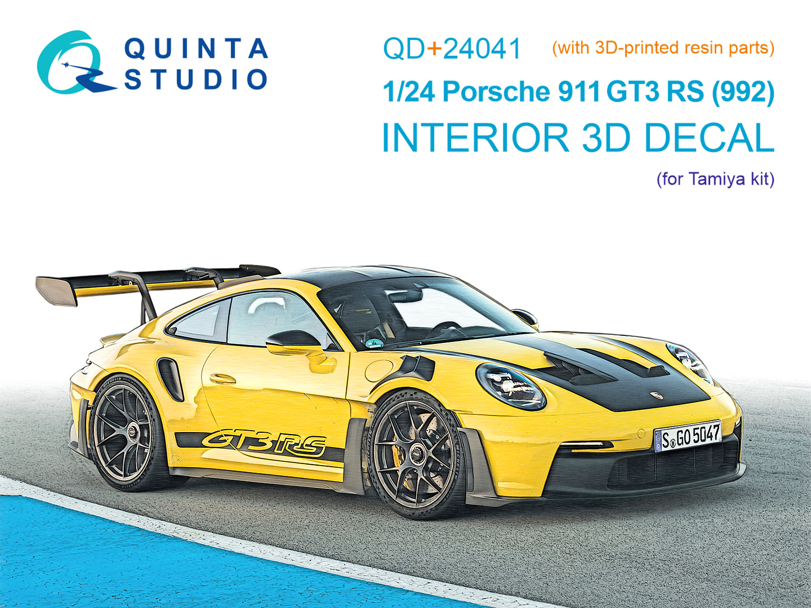 Porsche 911 GT3 RS (992) 3D-Printed & coloured Interior on decal paper (Tamiya) (with 3D-printed resin parts) 
