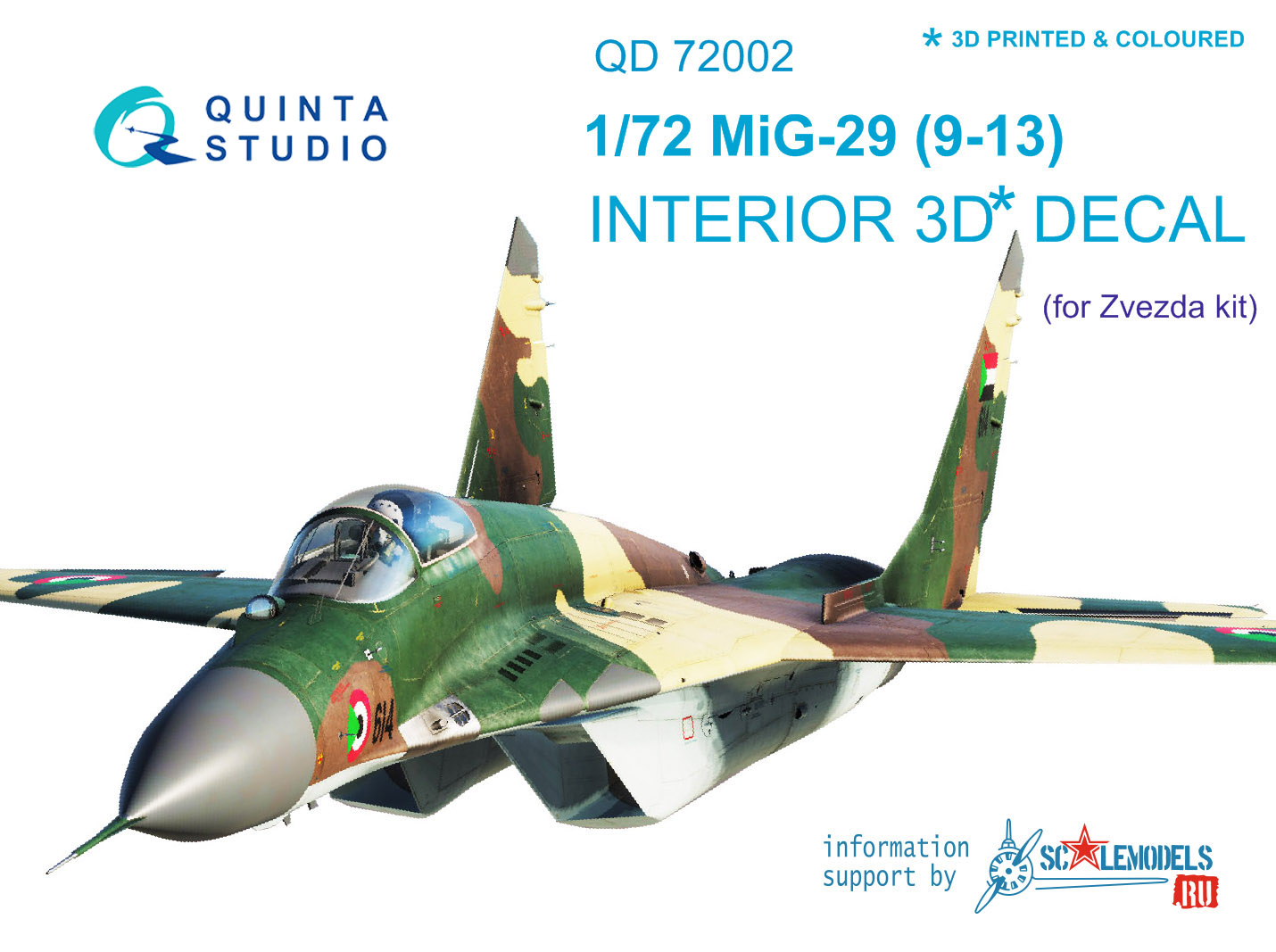MiG-29 9-13  3D-Printed & coloured Interior on decal paper  (for 7278 Zvezda kit)