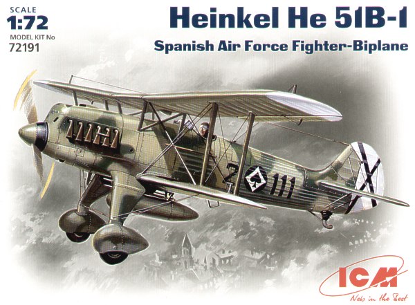 Model kit 1/72 He-51 B-1 Spanish fighter-biplane (ICM)