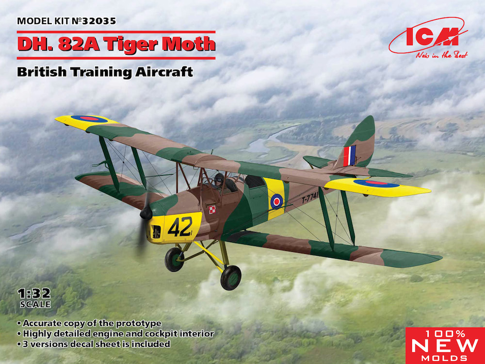Model kit 1/32 DH.82A Tiger Moth British Training Aicraft (ICM)