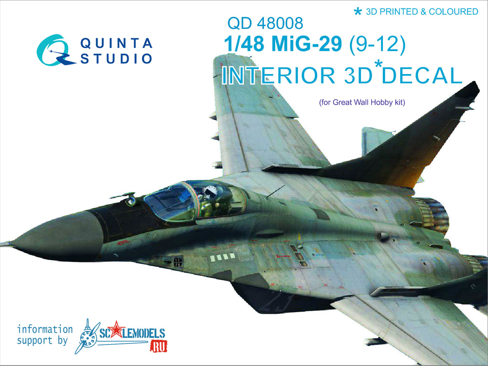 MiG-29 (9-12) 3D-Printed & coloured Interior on decal paper (for GWH kits)