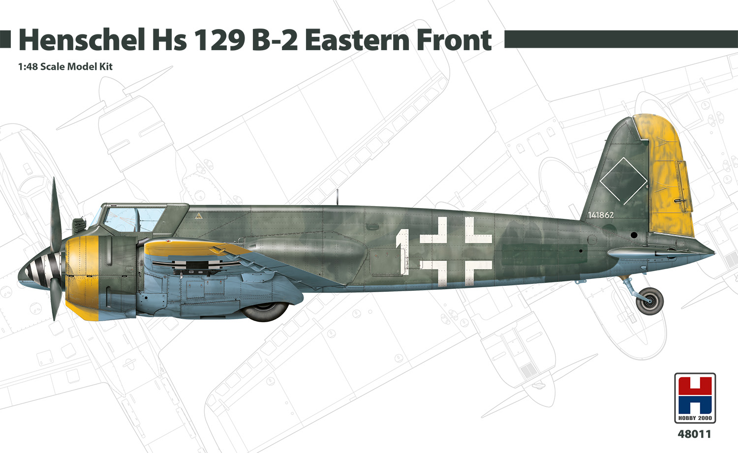 Model kit 1/48 Henschel Hs-129B-2 Eastern Front (Hobby 2000) (damaged package)