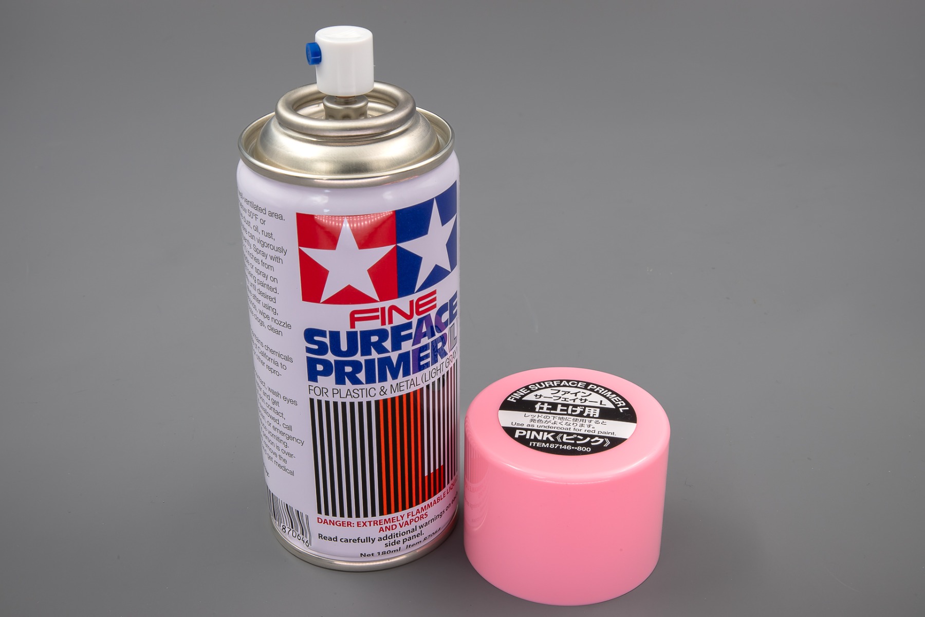 Fine surface primer L for plastic & metal (pink)180 ml. spray (Tamiya)
