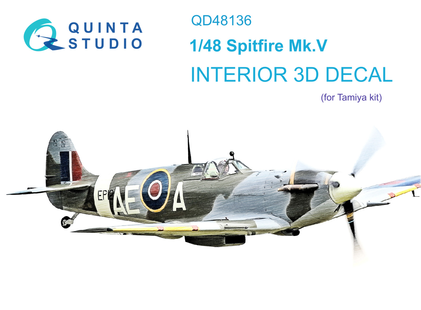 Spitfire Mk.V 3D-Printed & coloured Interior on decal paper (Tamiya)