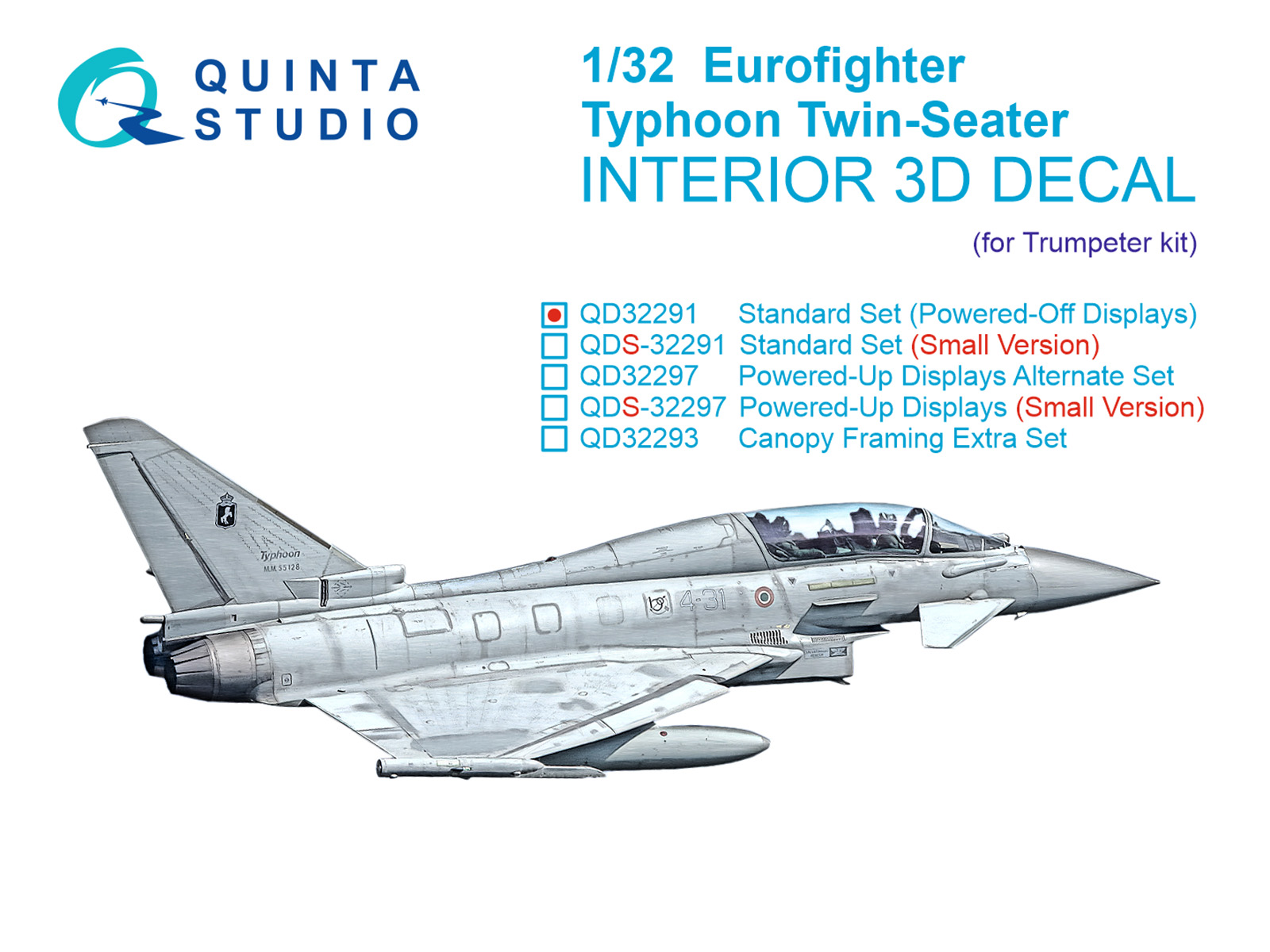 Eurofighter Typhoon Twin-seater EF-2000B/2000T 3D-Printed & coloured Interior on decal paper (Trumpeter)