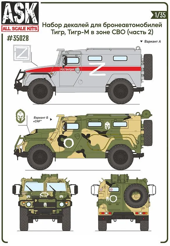 Decal 1/35 A set of decals for the Tiger armored car, Tiger-M in the SMO zone (part 2) (ASK)